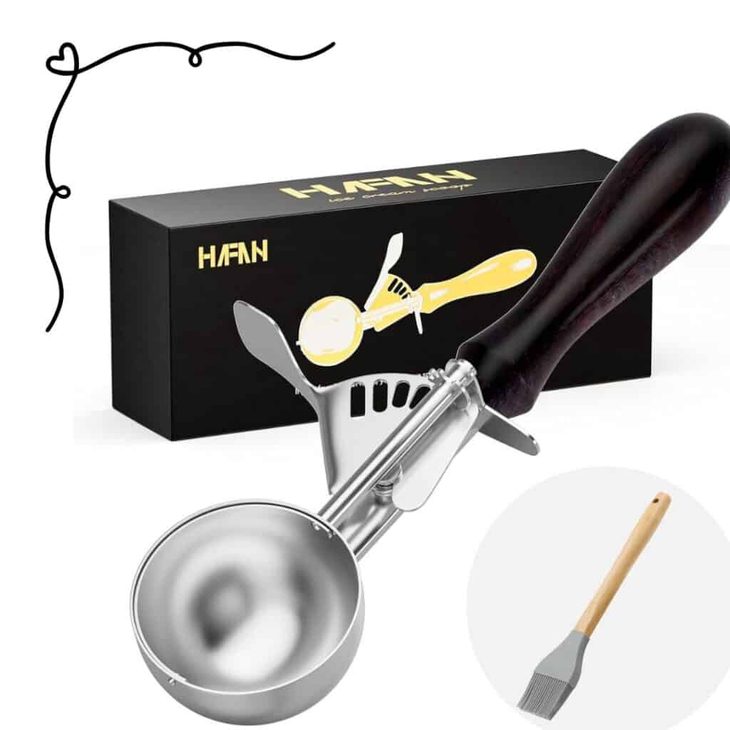 cookie scoop with trigger and black handle 