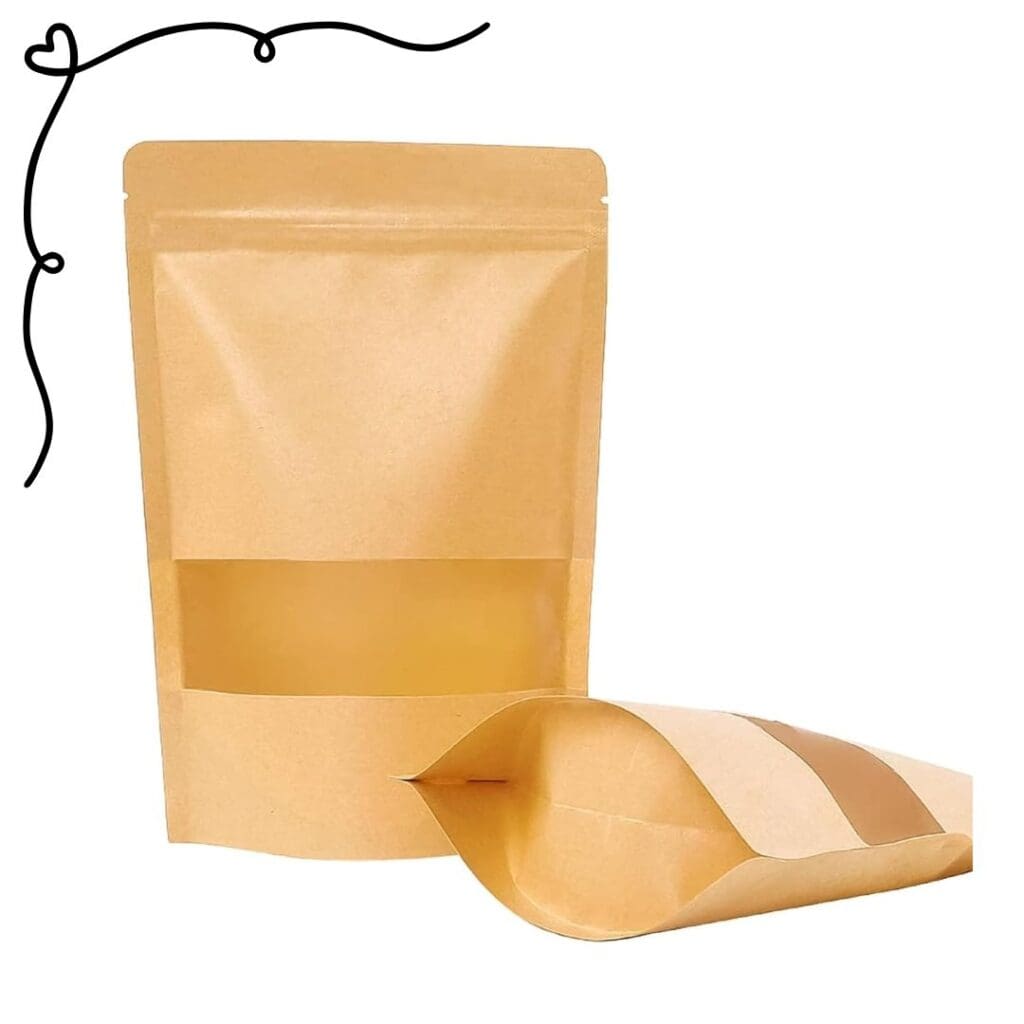 kraft heat seal bags with window 